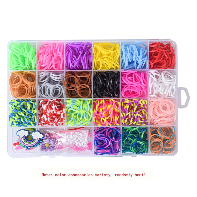 24グリッドのゴムバンドブレスレット作成キット、クリエイティブなジュエリーセット、小さなクラフターのための理想的なギフト、鮮やかなDIYバンドでカラフルなブレスレットを作ろう