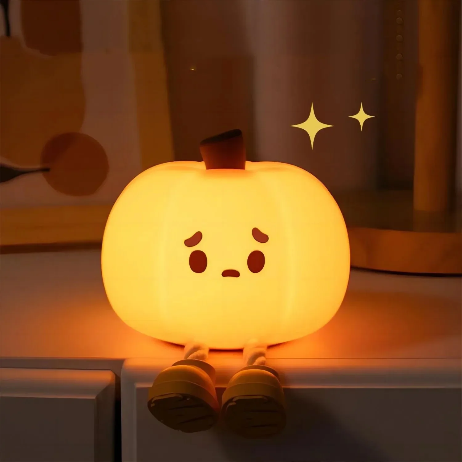 Halloween Pumpkin Night Lights Cute Soft Silicone Safe Lamp Decorations Timing Dimmable Bedside Decor  Baby Halloween Gifts