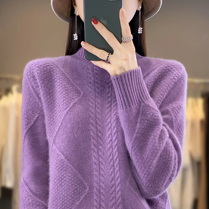 New Cashmere Sweater Women's Turtleneck Pullover Women's Casual Fashion Long Knitwear Women's Autumn And Winter Korean Version