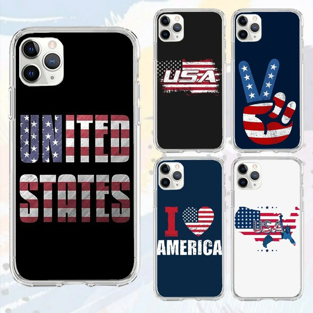 A-American-N Flag Phone Case For Iphone 16 15 11 13 14 Pro Max 7 8 Plus X Xr Xs Max Se2020 12mini Transparent Cover