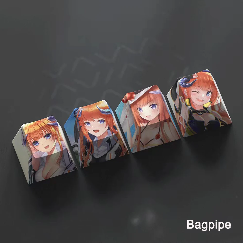 Arknights Keycaps 4 Key Keycap R4 PBT Anime Theme Keyboard Decoration Five-sided Print Key Caps Skadi Cherry Profile Accessories
