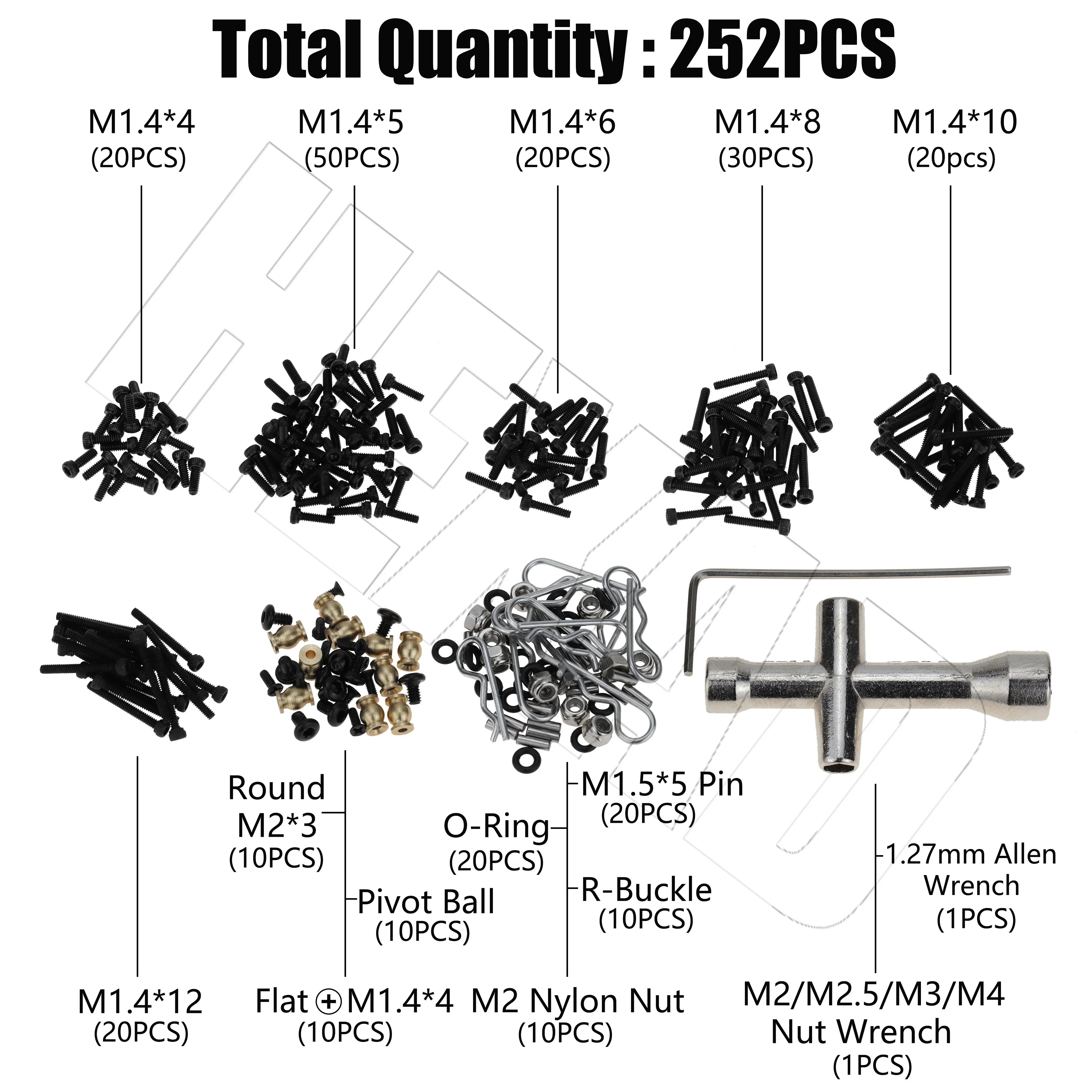 1/24 SCX24 RC Car Screw Set M4 Screw Set Cross Sleeve Allen Wrench Repair Tool for SCX24 Axial 90081 B-17 AXI00001/2/4/5 Repair