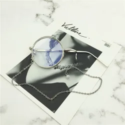 Cos Monocle Unilateral Glasses Retro Steam Punk Lolita British Style Metal Sunglasses with Chain Plain Mirror One-Sided Eyeglass