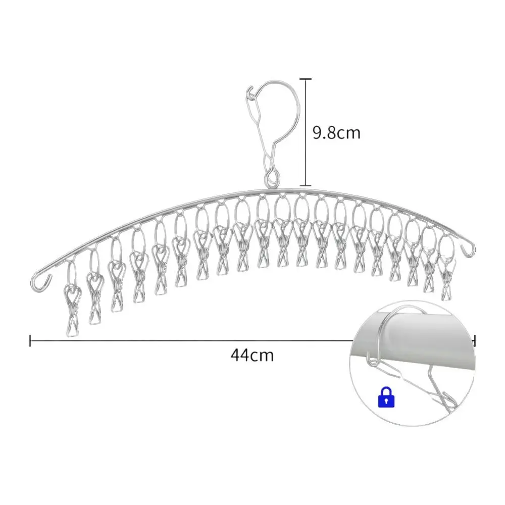 Windproof Clothes Drying Hanger Clothing Rack 20 Clips Stainless Steel Sock Laundry Airer Hanger Underwear Socks Holder
