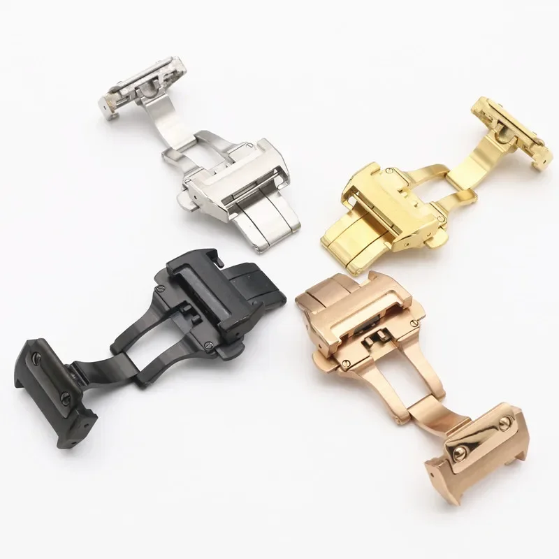 High Quality Watch Buckle 316L Stainless Steel Butterfly Fold Buckle Clasp for Cartier Santos 100 Series 18mm 21mm