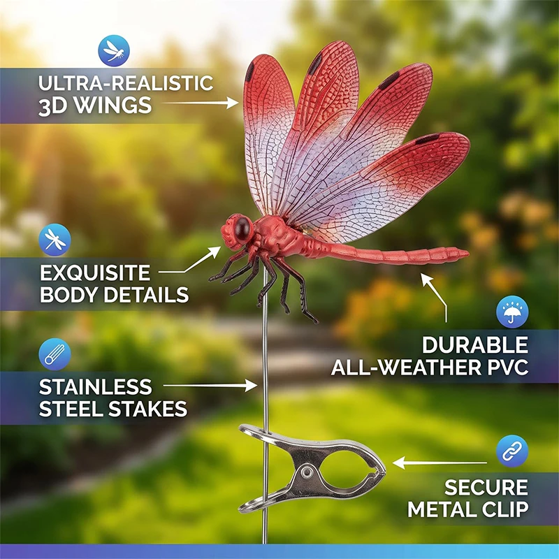 12pcs Outdoor Simulation Dragonfly Clip Color Dragonfly Clip Fly Repellent Product Outdoor Fly Repellent Tool For Home Decor