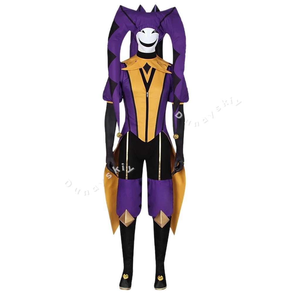 Game The Freak Circus-Jester Cosplay Purple Clown Outfit Mask Hat Costume Halloween Horror Men Dunayskiy@@ Roleplay Clothing view 6