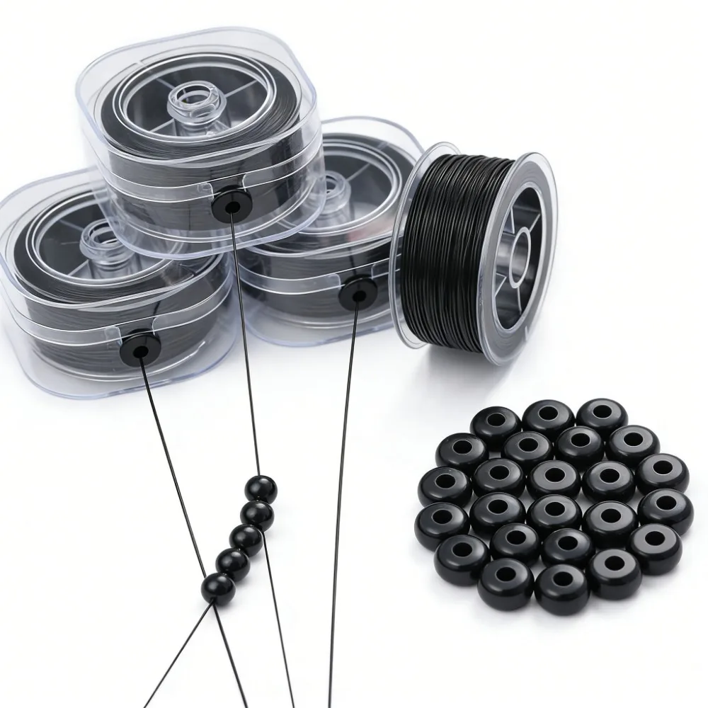 0.5-1mm Black Elastic Crystal Thread Cords Flat Crystal Line Rubber Stretchy Cord Rope for Jewelry Making Bead Bracelet Necklace view 3