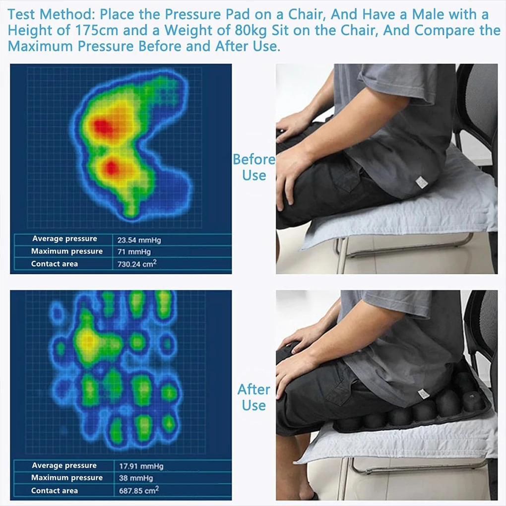 Air Bags Travel Cushion Portable Self-Inflatable Anti-Slip Breathable 3D Air Cell Seat for Car, Office Chair, Wheelchair