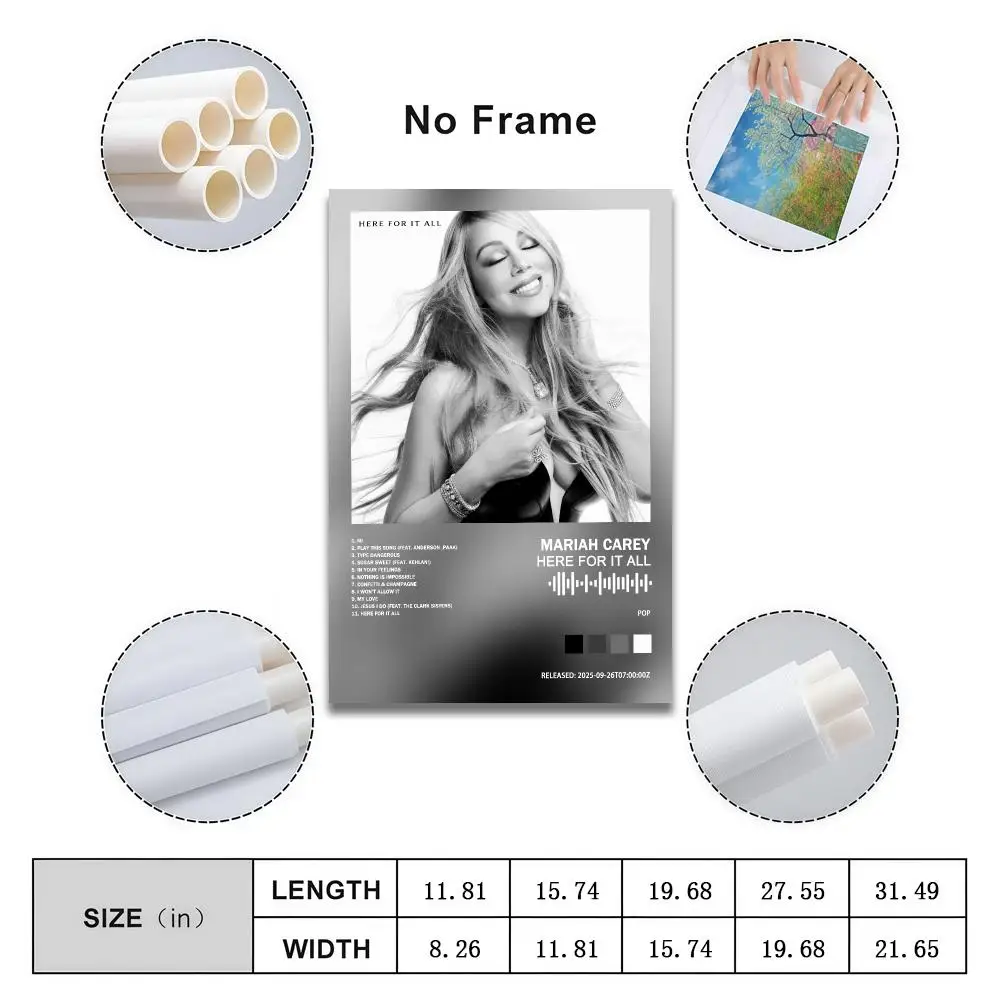 Mariah Carey Poster Peelable Self-Adhesive Album Cover Poster Stickers, Frameless Wall Art for Singer Band Pop Rap Bedroom