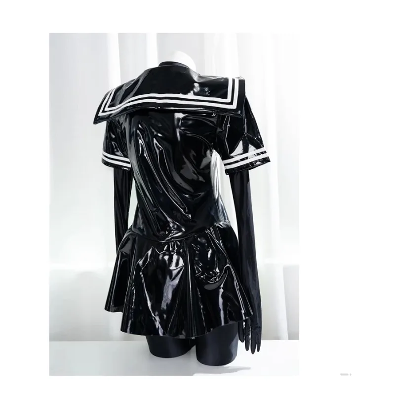 Customized Latex Mirror Lacquered Leather Retro JK Uniform Set Cosplay Costumes Performance Costume Dance Clothes Women