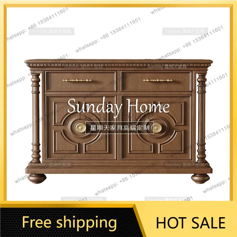 Factory direct sales  Medieval Walnut Color Bucket Cabinet Modern Light Luxury Large Capacity Locker