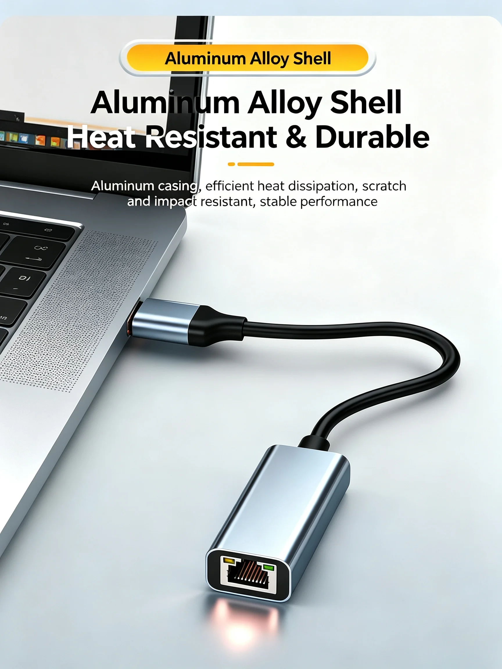 1000Mbps Gigabit Ethernet Adapter Type-C USB-C to RJ45 LAN Network Card Plug Play for Laptop PC TV Box - High-Speed Network Conn