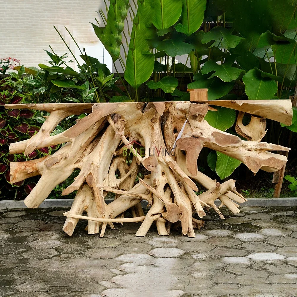 

Handmade teak root coffee table with stunning rustic living room furniture that incorporates natural craftsmanship