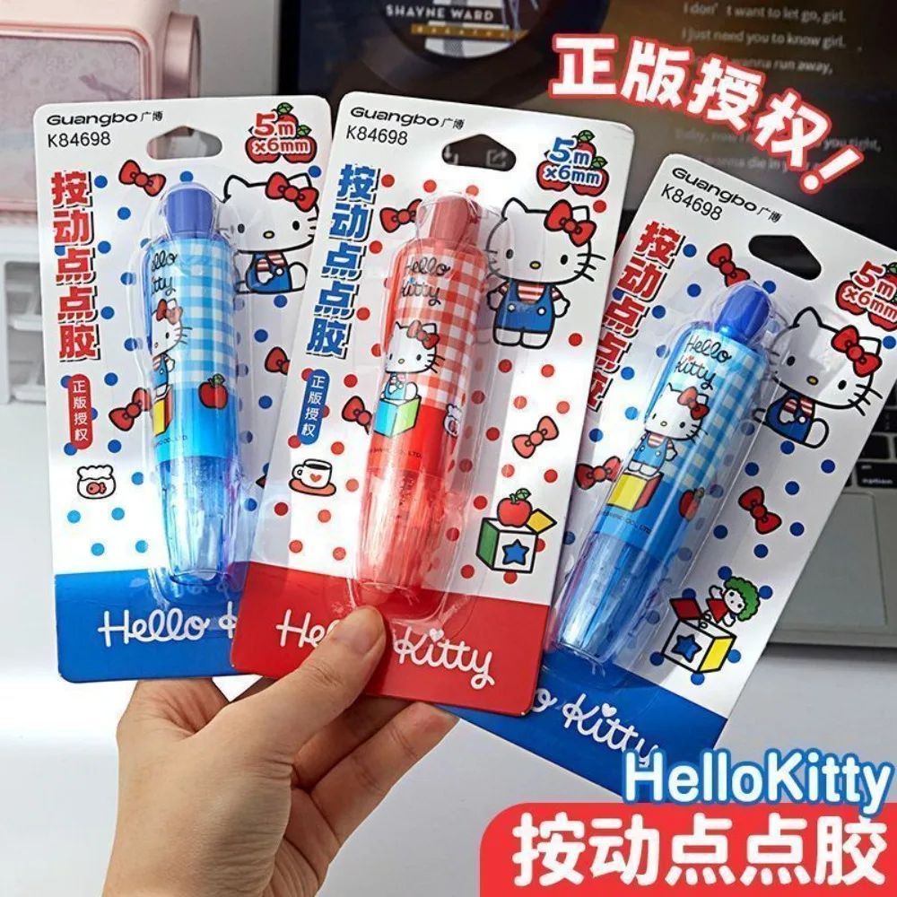 Sanrio Hello Kitty Push Type Dot Glue Pen Cute Student Stationery Adhesive Tape Double Sided Glue Stick for DIY Craft