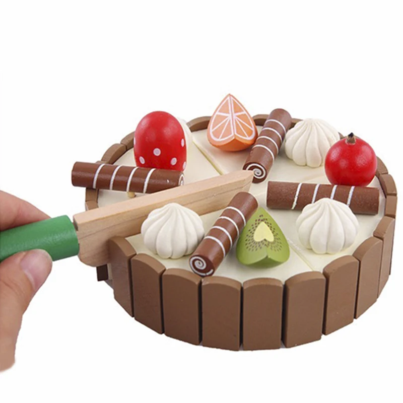 Holz Kinder Küche Spielzeug Pretend Spielzeug Schneiden Kuchen Spielen Lebensmittel Kinder Spielzeug Holz Obst Kochen Spielzeug Für Baby Geburtstag Interesse