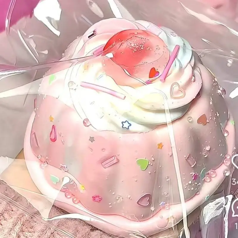 Cute Creamy Strawberry Large Pudding Silicone Slow Rebound Squishy Stress Relief Toy For Adults And Students Anxiety Relief