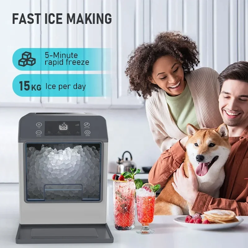 33LBS/24H Commercial Ice Maker Machine Self-Cleaning Countertop Ice Maker for Home Kitchen Party