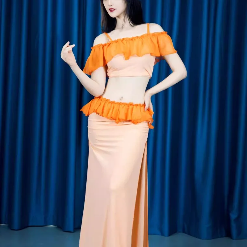 Customized Oriental Belly Dance Clothes Adult 2025 New Elastic Chiffon Lace Beautiful Long Skirt Set Belly Dance Costumes