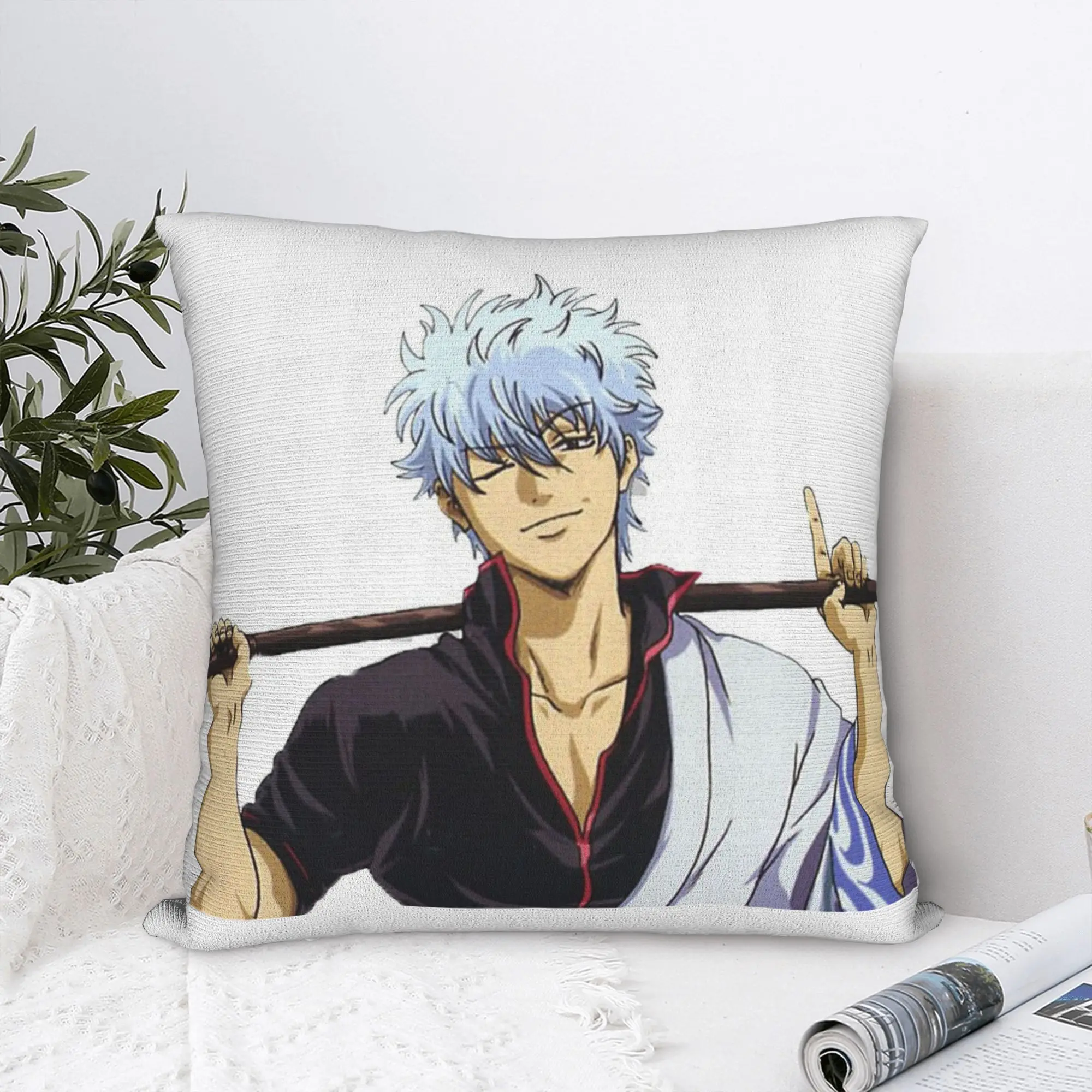 Gintoki Cool Pillowcase Printed Polyester Cushion Cover Gift Gintama Anime Japan Throw Pillow Case Cover Home Drop Shipping 18''