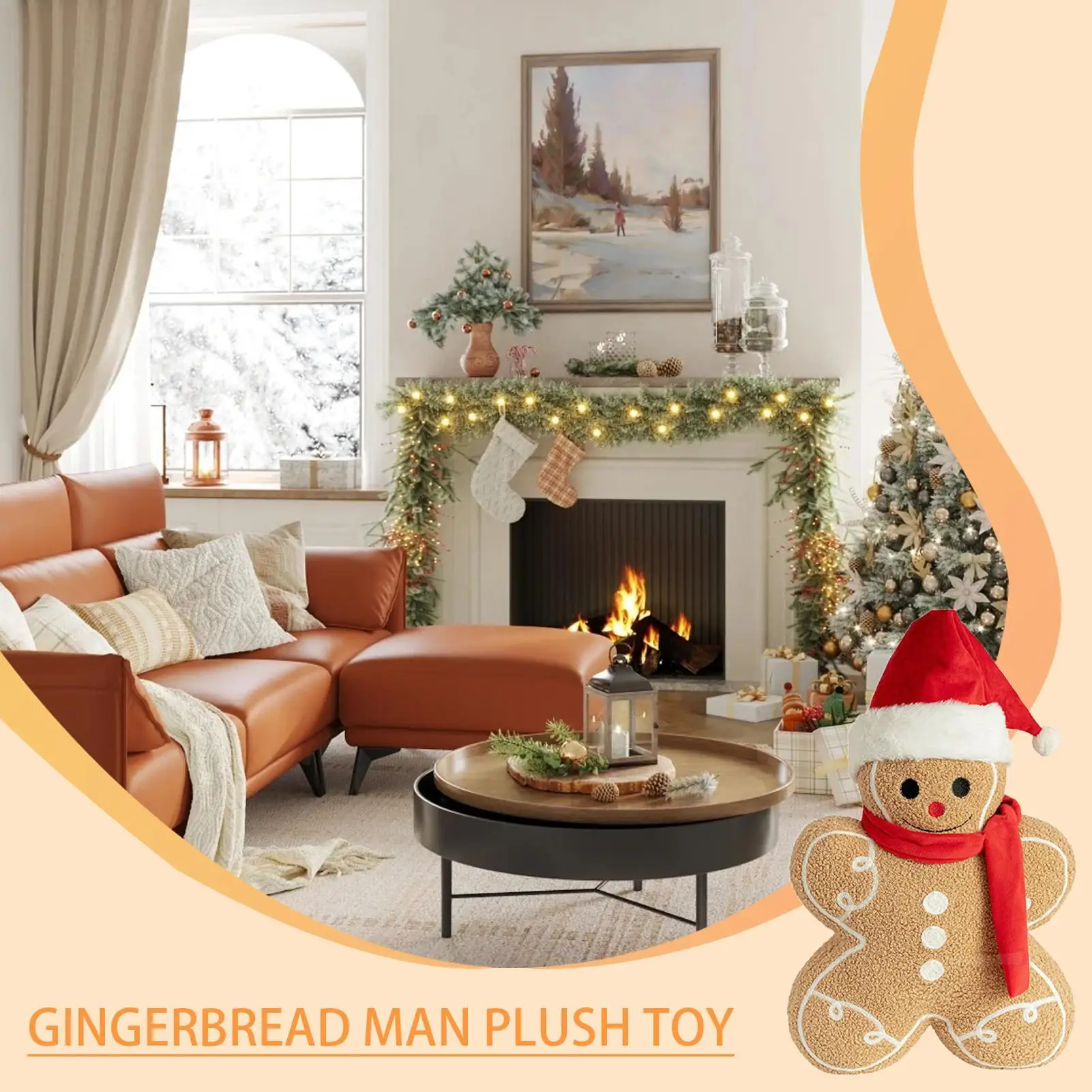 Stuffed Gingerbread Gingerbread Huggable Toy Soft Cute Christmas Decor For Holiday Festive Display Kids Sofa Couch Car Chair
