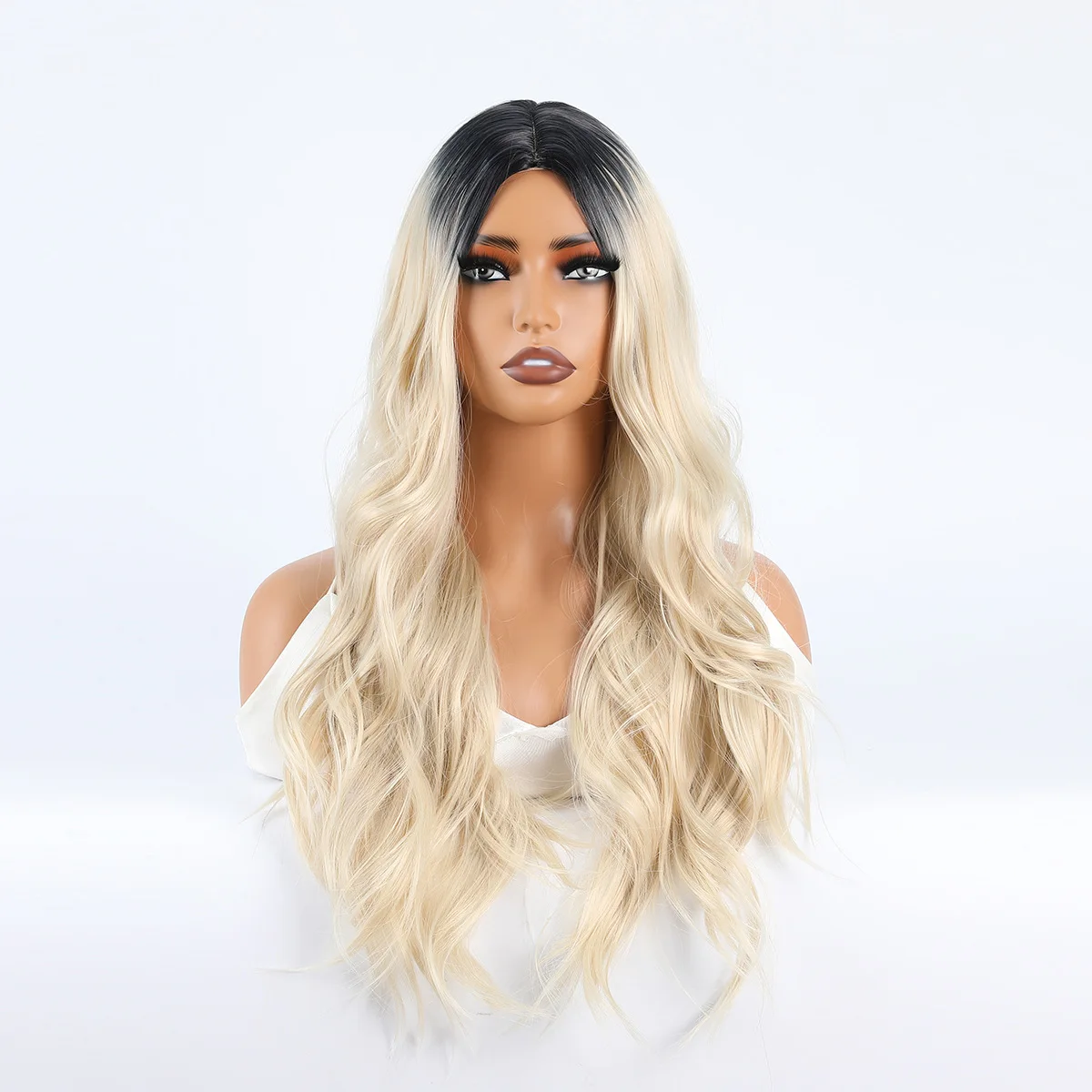 

Wig female long hair medium, big waves, long curly hair, no bangs temperament, face trimming, natural fluffy full hood