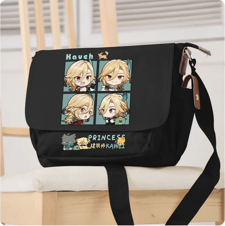 Tas selempang Anime Genshin Impact Kaveh tas kanvas tas sekolah uniseks tas Messenger mode tas bahu 1849