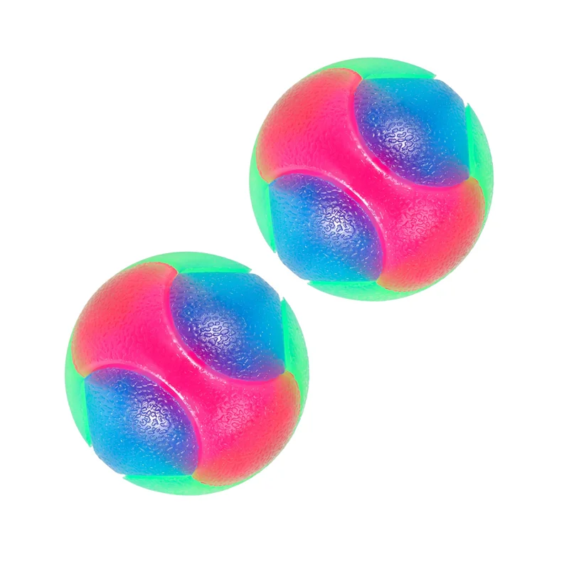 ABJS Light Up Dog Balls Flashing Elastic Ball Glow in the Dark Interactive Pet Toys for Puppy, Cats, Dogs 2 Inch (2x Balls)