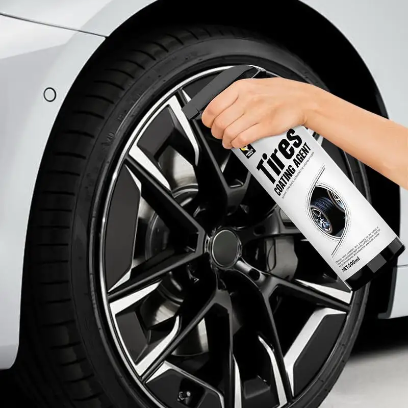 

Tire Coating Spray Multipurpose Car Wheel Coating Spray 500ml Long-Lasting Wheel Shine With Sponge Tire Stain Remover For