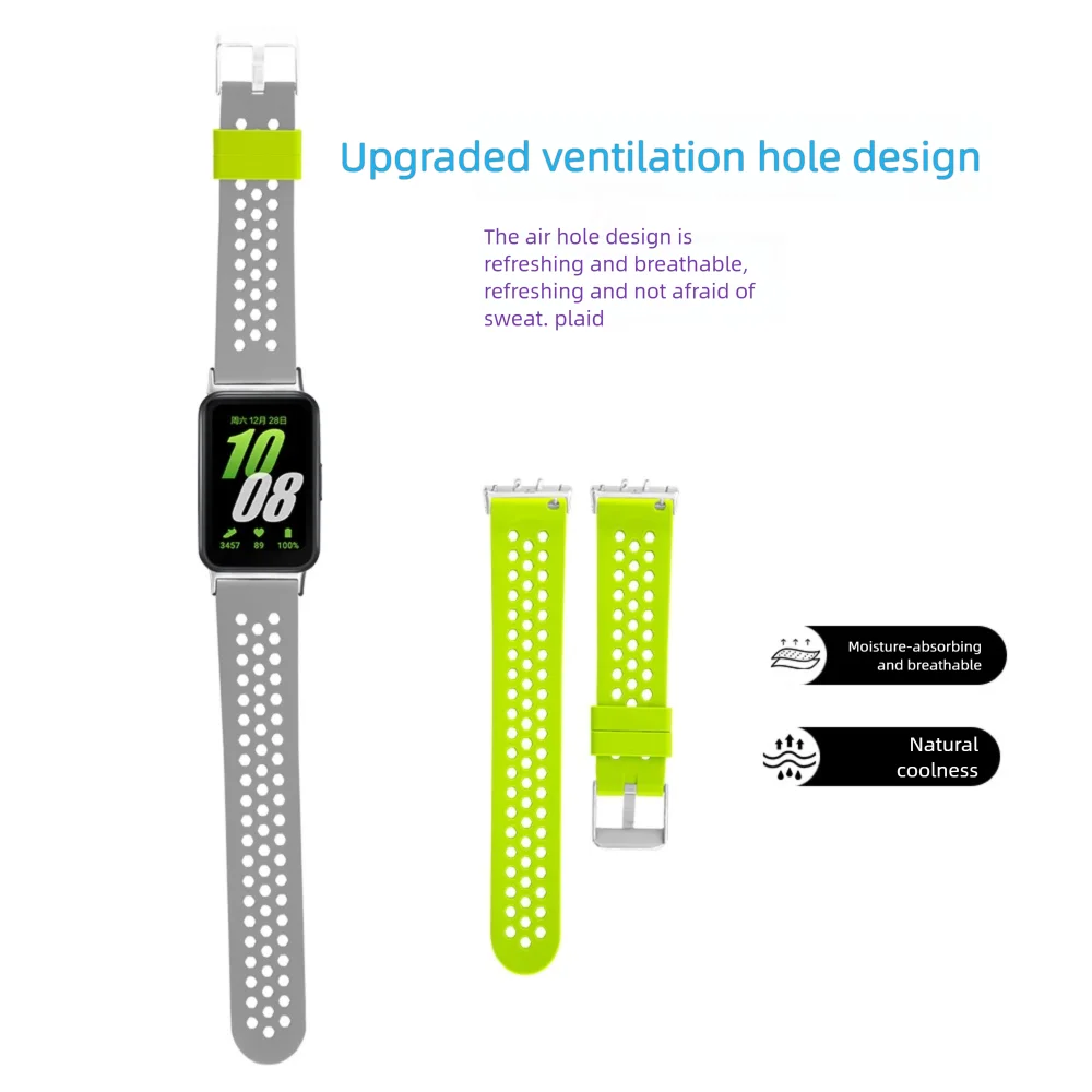 18mm Breathable Strap For Samsung Galaxy Fit 3 Bracelet Air Holes Sweatproof Silicone Quick Release Smart Watch Band Accessories