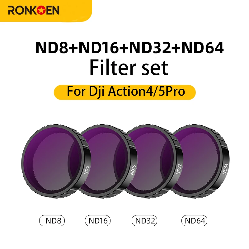 Ronkoen ND CPL Filter voor DJI OSMO Action4/5Pro Actie Camera Accessoires CPL ND8 ND16 ND32 Lens Set Aluminium frame