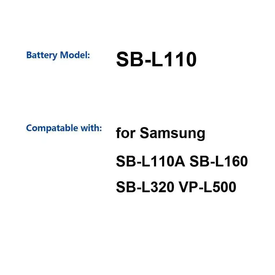 

Большая емкость для Samsung SB-L110A SB-L160 SB-L320 VP-L500 SB-L110 Легкий аккумулятор для камеры емкостью 1500 мАч