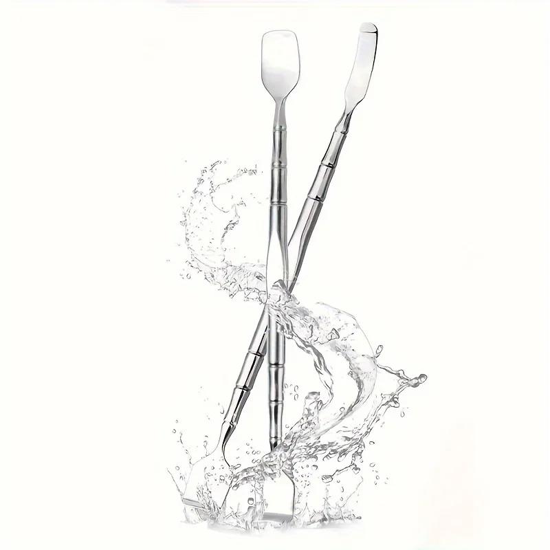 Spatule professionnelle anti-points noirs en acier inoxydable, 2 pièces, pour salons de beauté, hypoallergénique, réutilisable