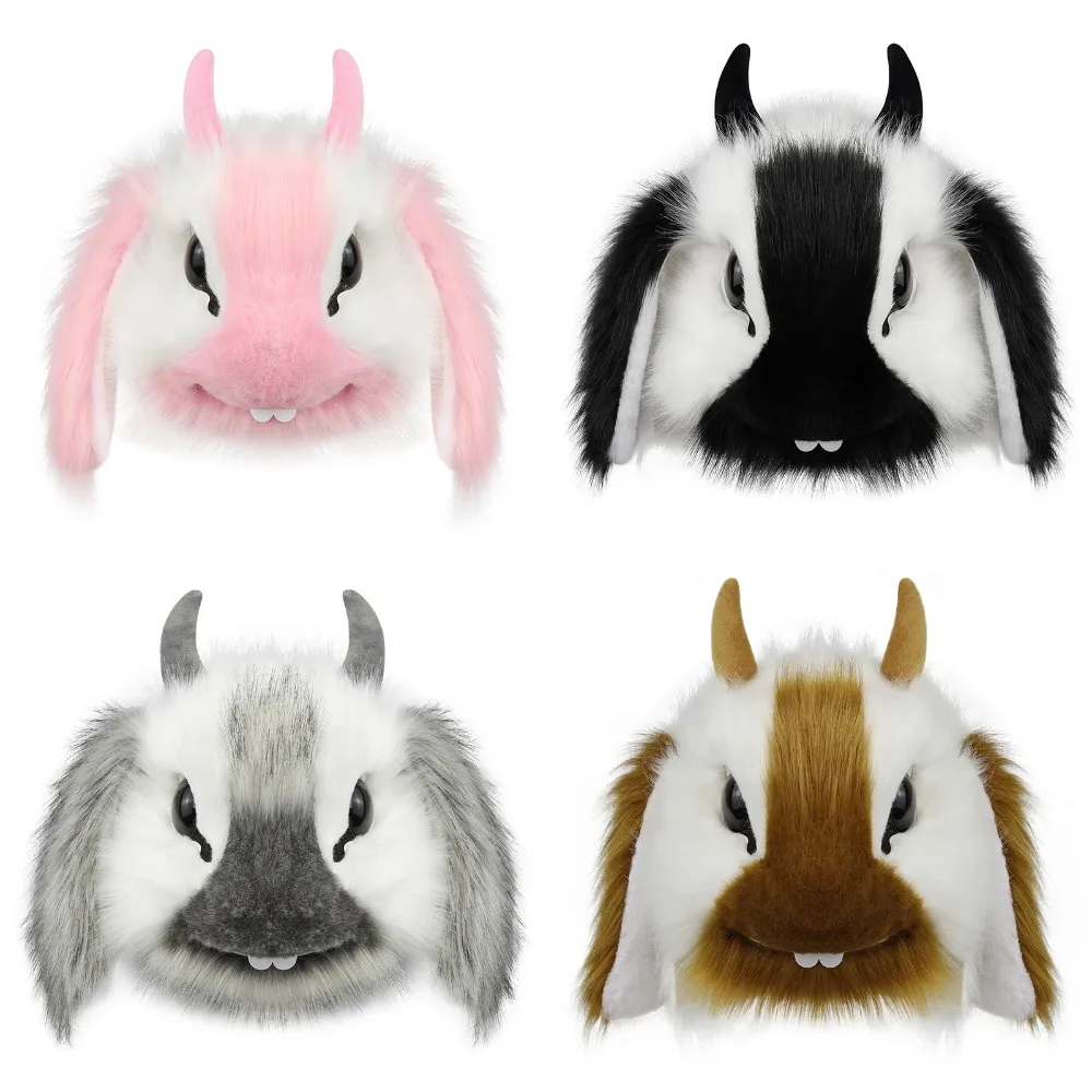 Animal  Faux Fur Rabbit Mask Fluffy Bunny Masks Easter Cosplay Party Costume Props Halloween Accessories