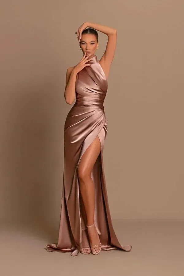 

New High Neck Split Gowns Women Formal Evening Prom Dress