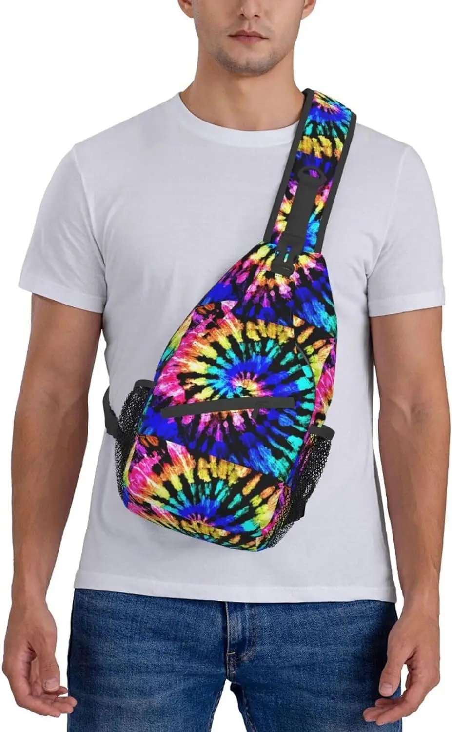 Exotic Tribe Tie Dye Style Stylish Oblique Chest Pack, Leisure Backpack, Small Satchel, For Travel, Work, Daily Travel