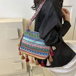 Vintage kadın çantası püskül etnik Handwoven Crossbody bayan çantası için hippi Sling omuz çantaları bayanlar çanta için ссladies Ladies ееенсаая