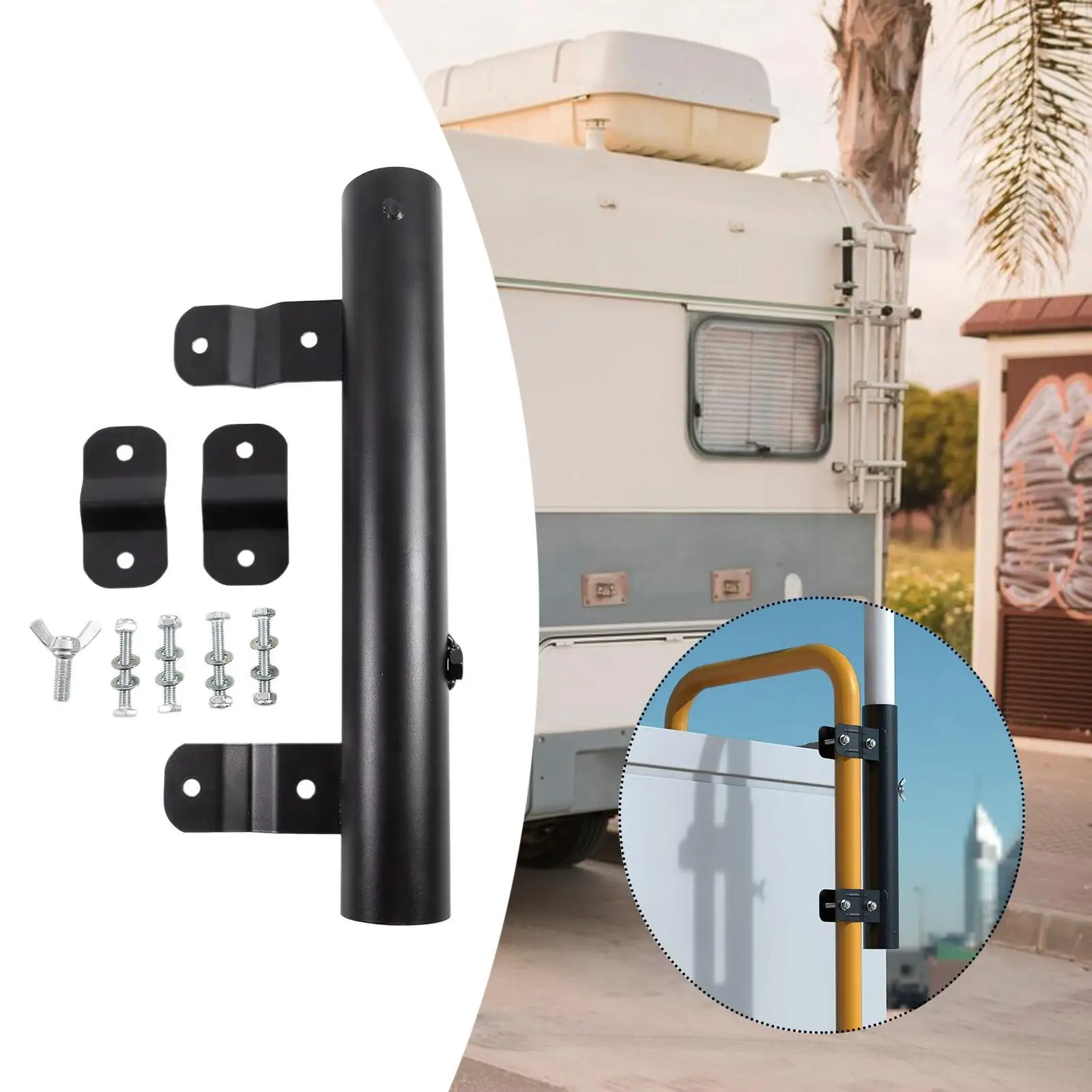 Versatile Car Flag Mount Holder Metal Flagpole Bracket Easy Install for RV Truck Home Patio Outdoor Display