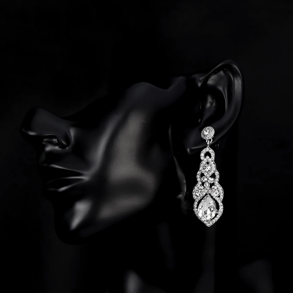 TREAZY Classic Crystal Wedding Drop Earring for Women Elegant Hanging Long Dangle Earrings Nightclub Party Dress Accessories