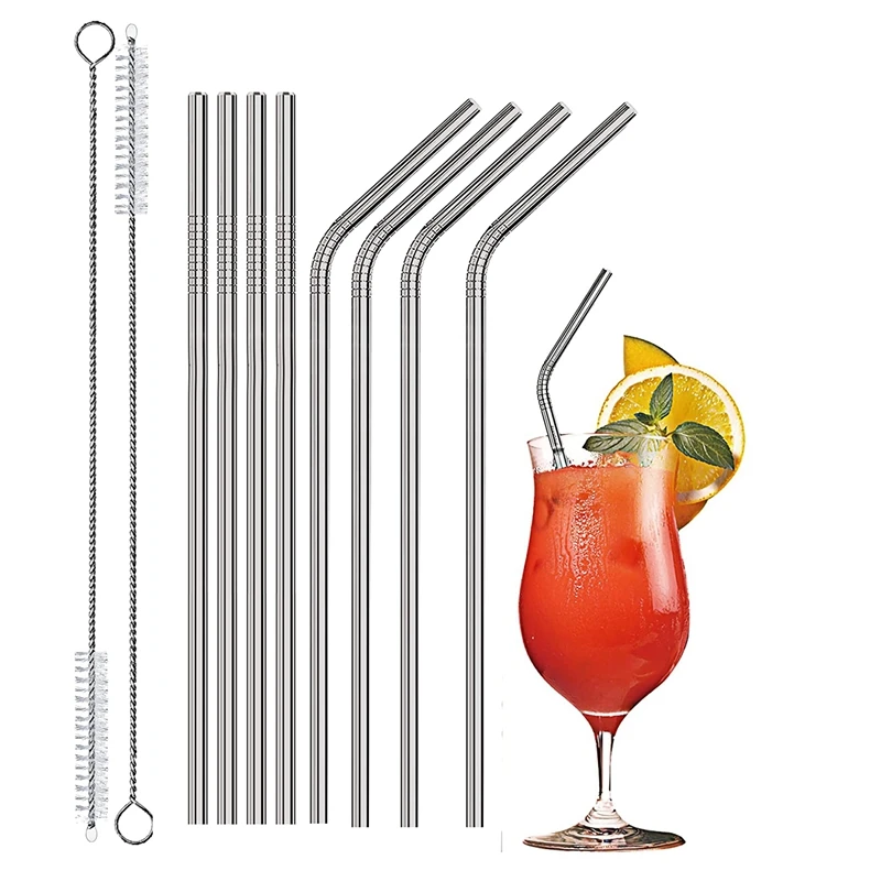 Straws Drinking , 8.5Inch Eco-Friendly Reusable Straws Stainless Steel Drinking Straws For Tumbler, Cocktail With Travel