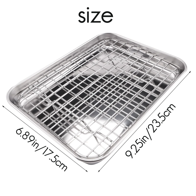 صينية خَبز من الفولاذ المقاوم للصدأ مع مجموعة شواية ، صينية نصف فرن بسكويت للخدمة الشاقة