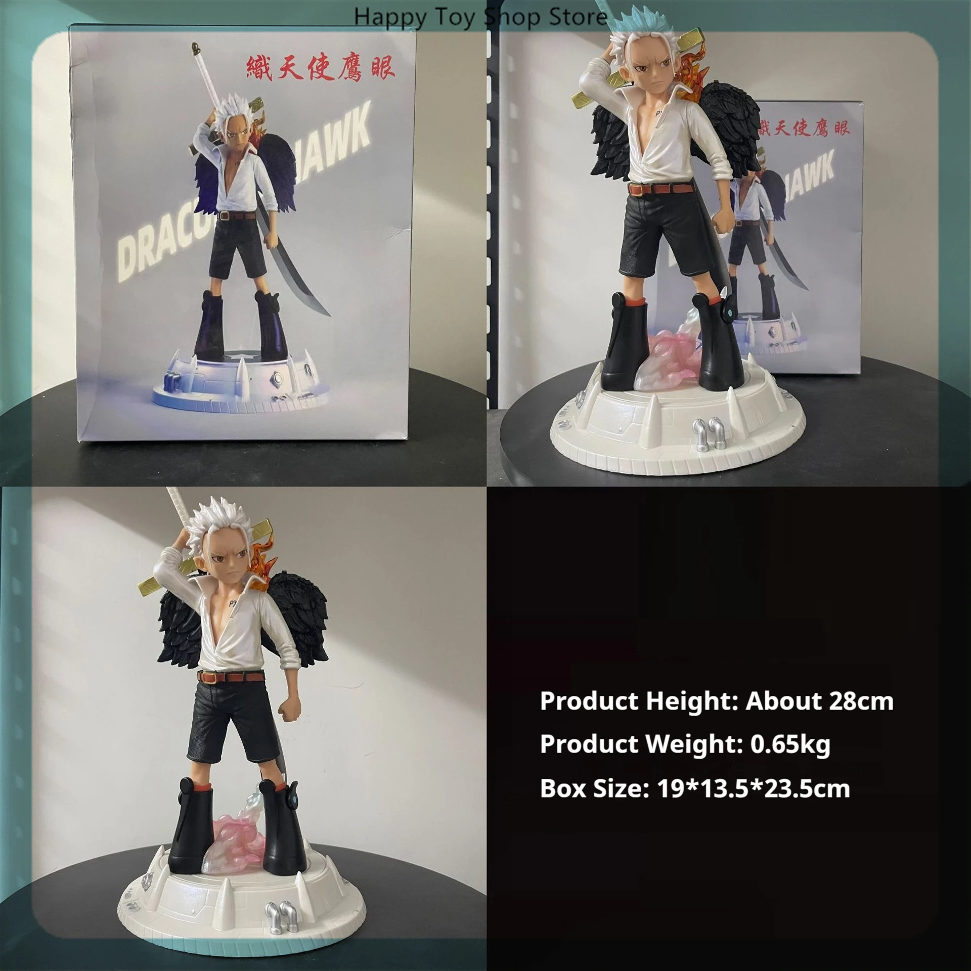 

28cm One Piece Seraphim Dracule Mihawk Hold Knife Anime Figure Model Gk Statue Collection Desktop Decoration Ornament Toys Gifts