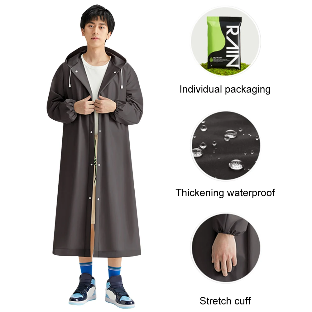 Adult Raincoat Non Disposable Long Full Body Transparent Thickened Raincoat Women Men Rain Coat For Outdoor Hiking Travel