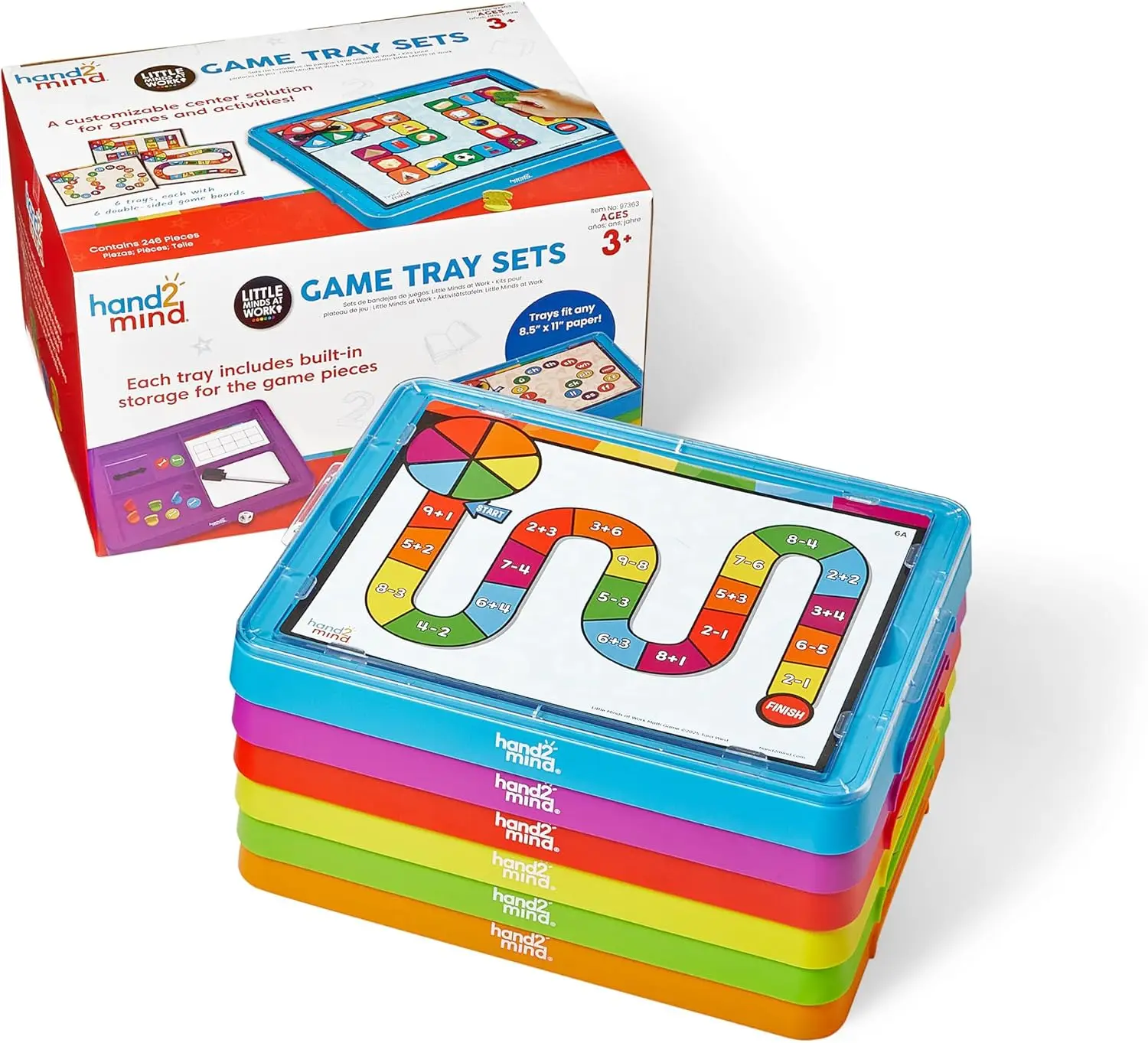 

6-Player Game Tray Set for Preschool Reading & Math Activities, Stackable Classroom Supplies