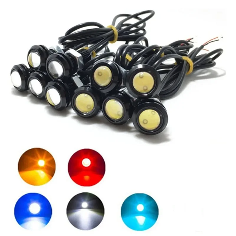2pcs Auto LED 18MM Eayle Eye Light Daytime Running Light Ultra-thin Reversing Light Car Universal Motorcycle License Number Lamp
