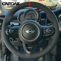 Full Black Leather Steering Wheel Cover For MINI JCW F56 Clubman Convertible Countryman 2014-2020