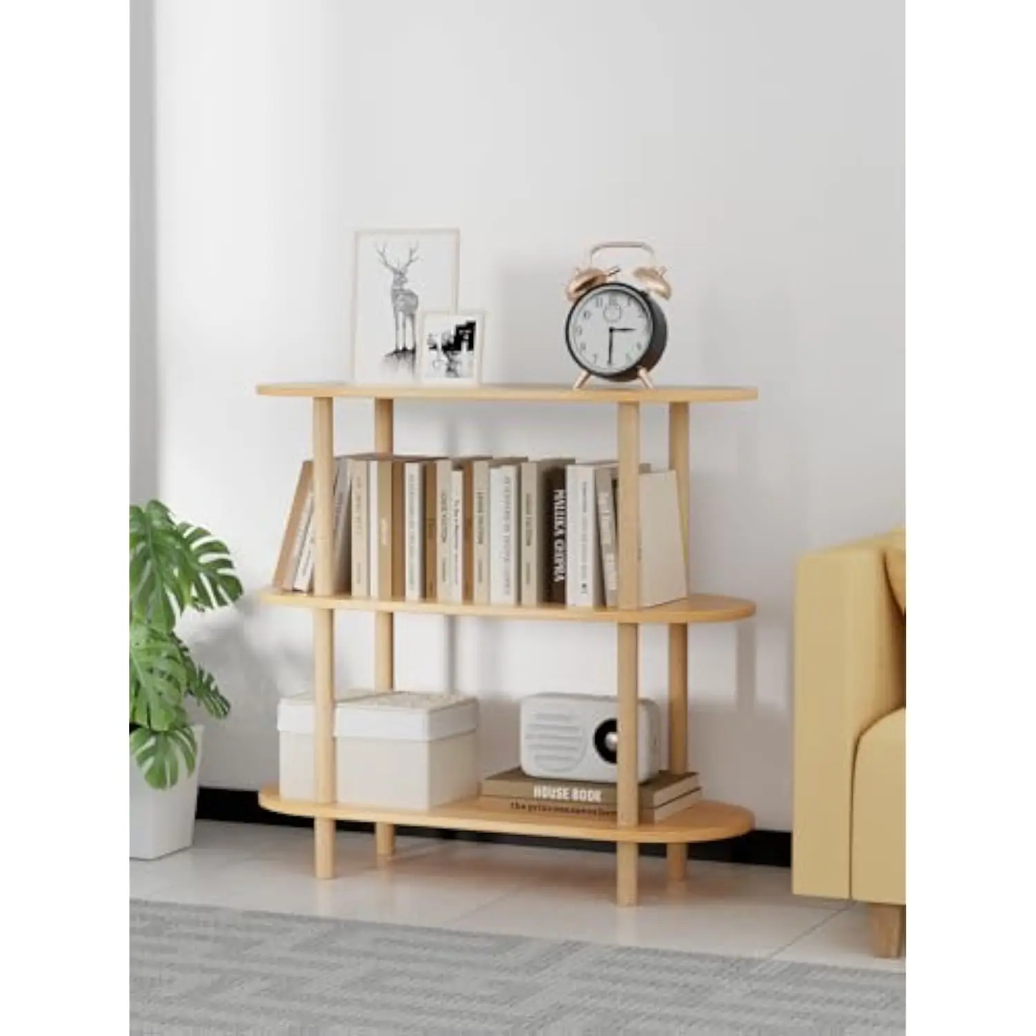 

3-Tier Wooden Shelf Bookcase, Modern Open Bookshelf, Freestanding Storage Organizer Shelf, Multifunctional Display Stand and
