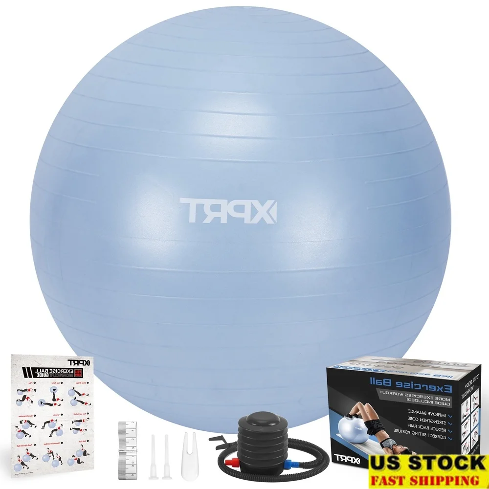 

Extra Thick Anti Burst Exercise Ball with Quick Pump Workout Guide Great Core Strength Balance Stability Home Fitness