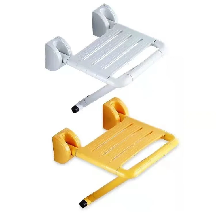 Wall Folding Bathroom Shower Chair, Anti-slip Safety Wall Mount Seat, Barrier-Free Rest Stool for Seniors, Bathroom & Stair Use