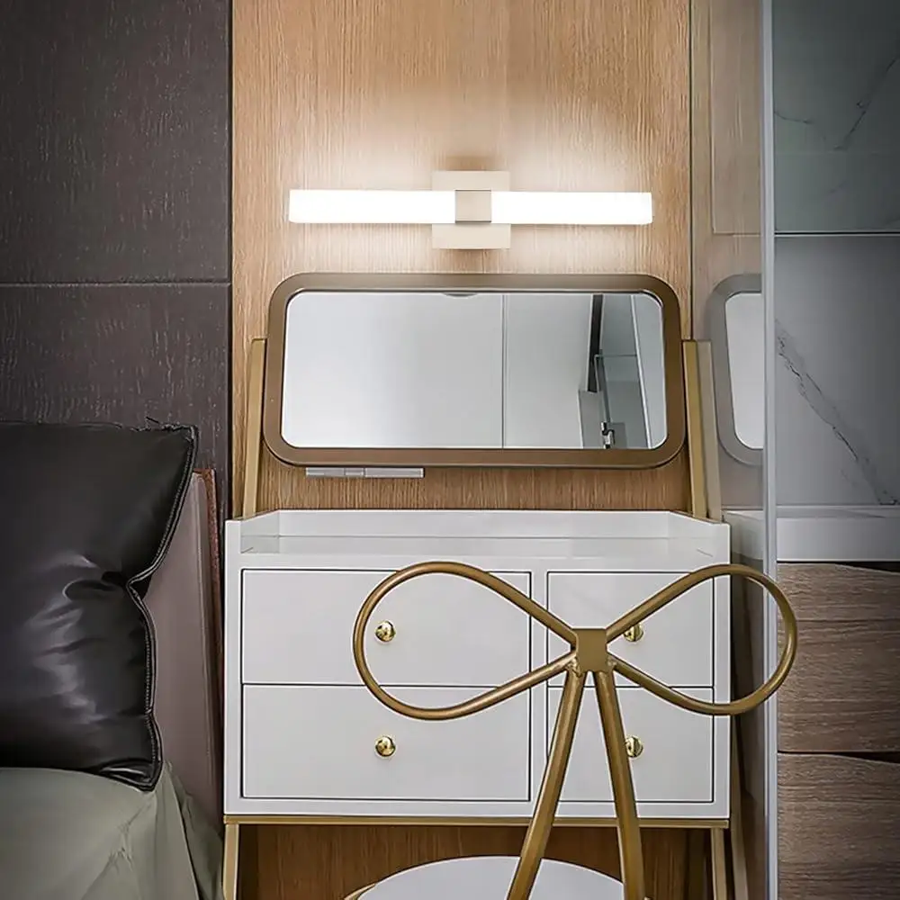 Luz LED para tocador de baño, accesorio de iluminación de montaje en pared de níquel cepillado de 24 pulgadas, diseño moderno sobre espejo, iluminación de bajo consumo